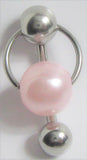 Surgical Steel Pink Pearl Pressure Ball VCH Bar Clit Hood Clitoral 14 gauge 14G - I Love My Piercings!