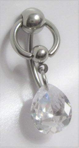 Surgical Steel Clear Gem Hoop Dangle Barbell VCH Clit Clitoral Hood 14 gauge - I Love My Piercings!