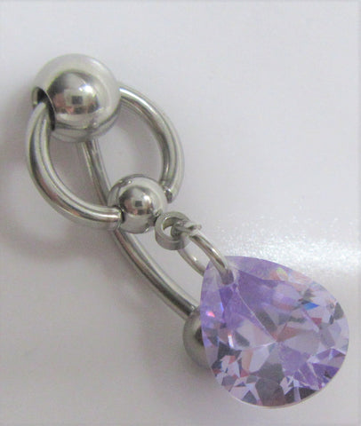 Surgical Steel Purple Gem Hoop Dangle Barbell VCH Clit Clitoral Hood 14 gauge - I Love My Piercings!
