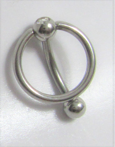 Clear Gem Hoop Vertical VCH Clitoral Clit Hood Piercing Ring Curved Post 16G - I Love My Piercings!