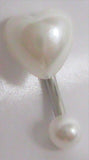 White Faux Pearl Heart Curved Barbell VCH Clit Clitoral Hood Ring 14 gauge 14g - I Love My Piercings!