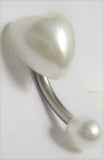 White Faux Pearl Heart Curved Barbell VCH Clit Clitoral Hood Ring 14 gauge 14g - I Love My Piercings!