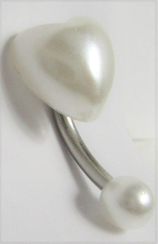 White Faux Pearl Heart Curved Barbell VCH Clit Clitoral Hood Ring 14 gauge 14g - I Love My Piercings!