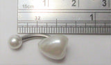White Faux Pearl Heart Curved Barbell VCH Clit Clitoral Hood Ring 14 gauge 14g - I Love My Piercings!