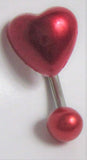 Red Faux Pearl Heart Curved Barbell VCH Clit Clitoral Hood Ring 14 gauge 14g - I Love My Piercings!