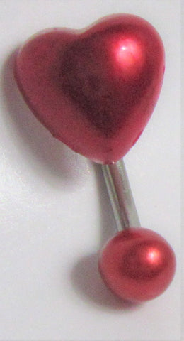 Red Faux Pearl Heart Curved Barbell VCH Clit Clitoral Hood Ring 14 gauge 14g - I Love My Piercings!
