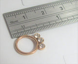 18K Rose Gold Plated 8 mm Triple Crystal Hinged Seamless Cartilage Daith Hoop 16 gauge - I Love My Piercings!
