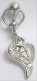 Clear Crystal Heart Hoop Dangle VCH Vertical Clit Clitoral Hood Ring 14 gauge 14g - I Love My Piercings!