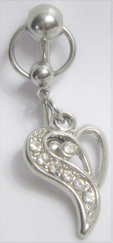 Clear Crystal Heart Hoop Dangle VCH Vertical Clit Clitoral Hood Ring 14 gauge 14g - I Love My Piercings!