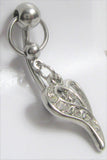 Clear Crystal Heart Hoop Dangle VCH Vertical Clit Clitoral Hood Ring 14 gauge 14g - I Love My Piercings!