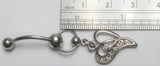 Clear Crystal Heart Hoop Dangle VCH Vertical Clit Clitoral Hood Ring 14 gauge 14g - I Love My Piercings!
