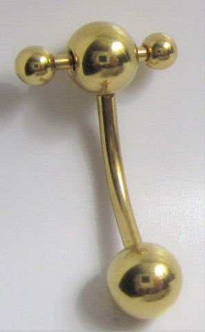 Gold Titanium Rolling Balls Curved Barbell Bar VCH Jewelry Clit Hood Ring 14 gauge 14g - I Love My Piercings!