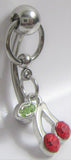 Red Cherry Gem Hoop Dangle Barbell VCH Clitoral Clit Hood Bar Ring 14G - I Love My Piercings!