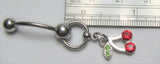 Red Cherry Gem Hoop Dangle Barbell VCH Clitoral Clit Hood Bar Ring 14G - I Love My Piercings!