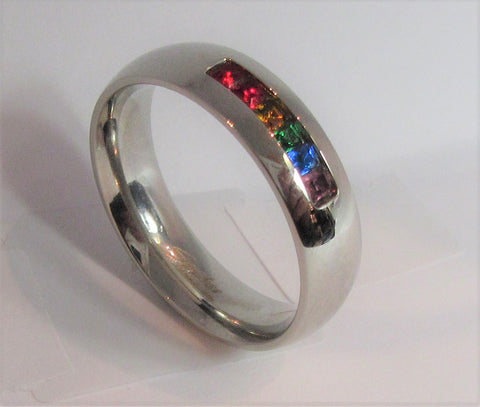 Size 10 Stainless Surgical Steel Mosaic Ring  / 6mm Width - I Love My Piercings!