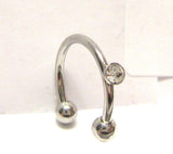 Surgical Steel Solitaire Clear CZ Crystal Gem Horseshoe Hoop 16 gauge 16g 10 mm - I Love My Piercings!