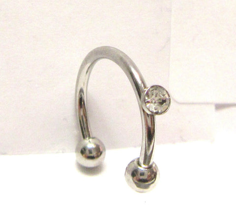 Surgical Steel Solitaire Clear CZ Crystal Gem Horseshoe Hoop 16 gauge 16g 10 mm - I Love My Piercings!