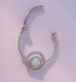 Surgical Steel White Opal Hoop Septum, Daith, Helix 16 gauge - I Love My Piercings!