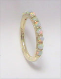 14K Yellow Gold Seamless Beaded White Opal Line Small Belly Hoop 16 gauge 16G - I Love My Piercings!