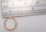 14K Yellow Gold Seamless Beaded White Opal Line Small Belly Hoop 16 gauge 16G - I Love My Piercings!