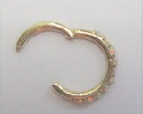 14K Yellow Gold Seamless Beaded White Opal Line Small Belly Hoop 16 gauge 16G - I Love My Piercings!