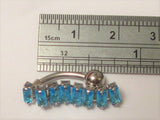 Surgical Steel Barbell Aqua Crystal Dangle VCH Jewelry Clit Hood Ring 14 gauge - I Love My Piercings!