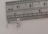 Surgical Steel Pink Clear Crystals Flower Bent L Shape Stud Pin Post 20 gauge - I Love My Piercings!