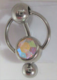 Iridescent AB Crystal Big Ball Pressure Barbell VCH Clitoral Hood Ring 14 gauge - I Love My Piercings!
