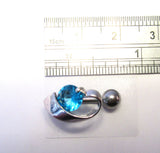 Surgical Steel VCH Jewelry Hood Cover  Curved Barbell Aqua Crystal 14 gauge 14g - I Love My Piercings!