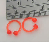 Red Flexible Bioplast Hospital Retainers No Metal Horseshoes 16 gauge 8mm Diameter - I Love My Piercings!