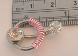 Clear Crystal Pressure Ball Pink Coiled Hoop VCH Clit Clitoral Hood Ring 14g - I Love My Piercings!