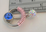 Blue Crystal Pressure Ball Pink Coiled Hoop VCH Clit Clitoral Hood Ring 14 Gauge - I Love My Piercings!