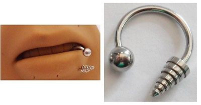 Silver Surgical Steel Spiked Bottom Side Lip Ring Half Hoop 16 gauge 16g - I Love My Piercings!