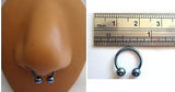 Blue Hoop Horseshoe Circular Nose Septum Ring 16g 16 gauge 10mm - I Love My Piercings!