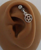 Surgical Steel Helix Tragus Cartilage Barbell Stud Ring Pentagram 18 gauge 18g - I Love My Piercings!