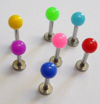 7 Lip Labret Rings Studs Barbells 14 gauge 14g 8mm - I Love My Piercings!