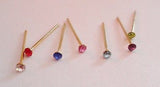 GOLD Plated Crystal Gem CZ Nose Studs Pins Ubend Straight Post 22 gauge 22g - I Love My Piercings!