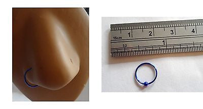 Blue Titanium Sterling Silver Nose Jewelry Stud HOOP Ring 22 gauge 22g 9mm - I Love My Piercings!