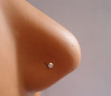 4 AB Clear Crystal Nose Studs Pins L Shape Sterling Silver Rings 22 gauge 22g - I Love My Piercings!