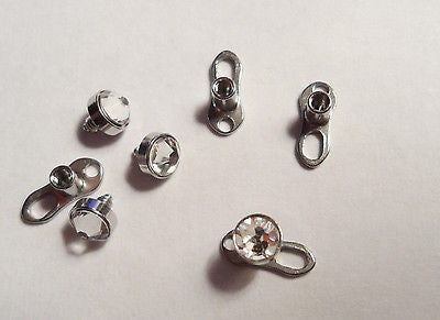 4 Piece Micro Dermal Anchor Base Foot Clear Crystal cz 3.5mm Tops 14 gauge 14g - I Love My Piercings!