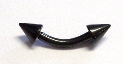 BLACK TITANIUM SPIKE Eyebrow Ring 14g 14 gauge 8mm post - I Love My Piercings!