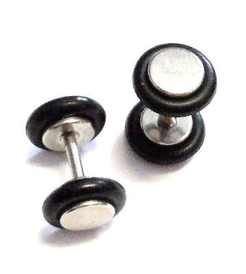 Fake Silver STEEL Immatation Plugs Cheater Ear Rings - I Love My Piercings!