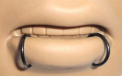 BLACK Segment Seamless SNAKE BITES Lip Hoops Rings 16g 16 gauge 10mm D I Love My Piercings