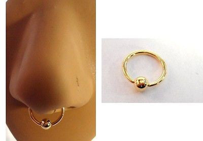 Gold Titanium Captive Bead CBR Septum Hoop Ring 16 gauge 16g 10mm diameter - I Love My Piercings!