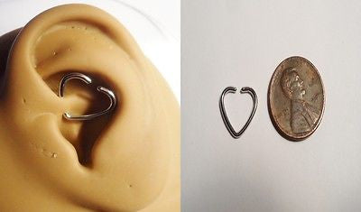 Surgical Steel Heart Daith Piercing Barbell Fancy Stud 16 gauge 16g - I Love My Piercings!