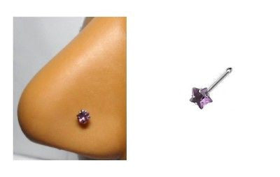New CLAW SET Nose Ring Bone CZ 20 gauge 20g PURPLE STAR - I Love My Piercings!