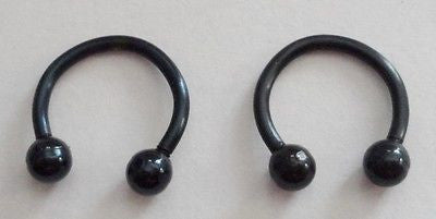 Pair 2 pieces Black Titanium Horseshoes Tragus Cartilage Earrings 18 gauge 18g - I Love My Piercings!