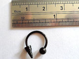 Black Titanium Spike Half Hoop Bottom Side Lip Ring 16 gauge 16g 10mm diameter - I Love My Piercings!