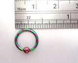 Purple Green Titanium Nose Lip Cartilage Hoop Ring 8 mm Diameter 16 gauge 16g - I Love My Piercings!