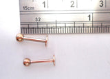2 Pc Rose Gold Titanium Clear CZ Stud Ring Round Straight Flat Back 16 gauge 16g - I Love My Piercings!